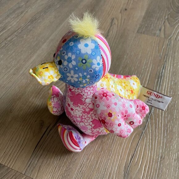 Gund Fanciful Collection Plush Small Duck Colorful Patchwork 7" tall - Picture 1 of 4